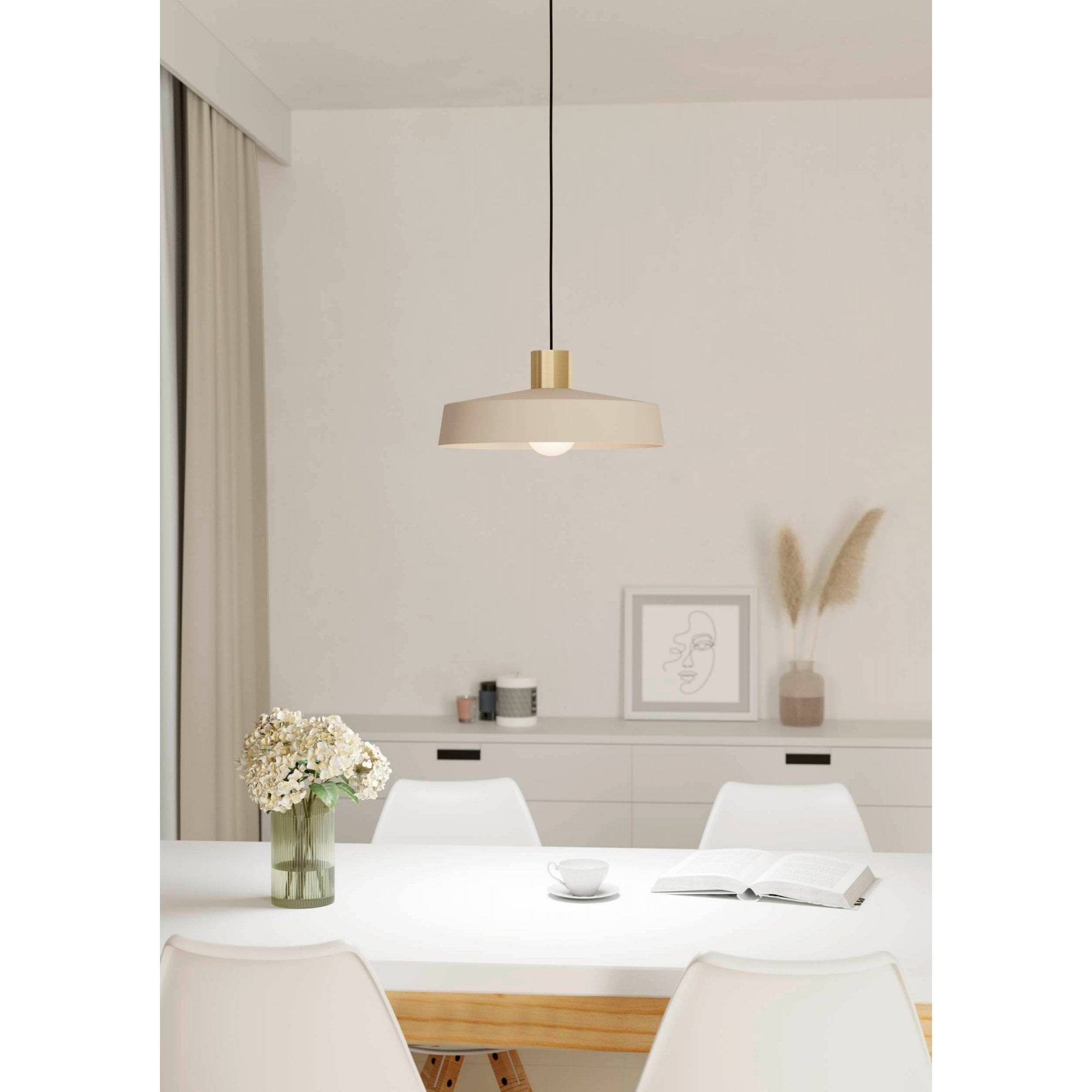 900429 Valdiola Sandy-coloured Round Steel Single Pendant Light