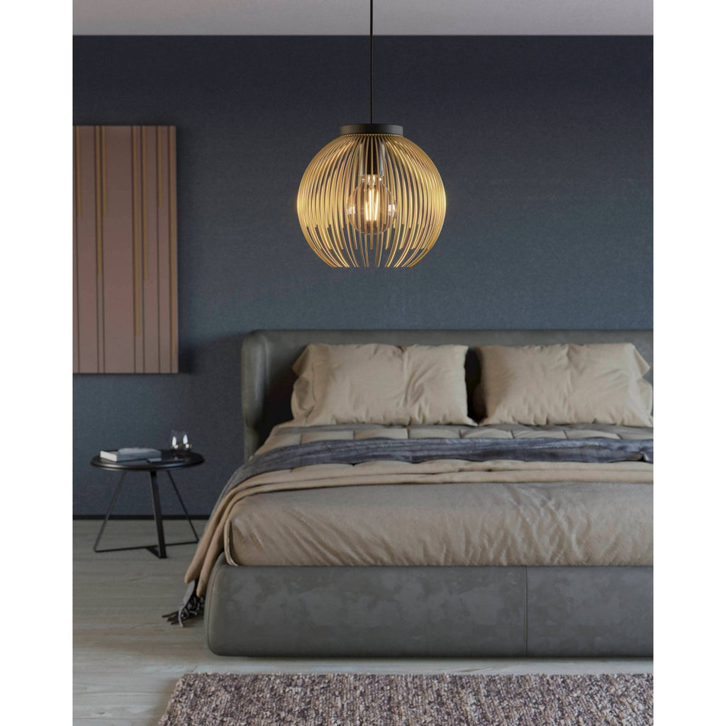 900166 Venezuela Spherical Gold & Black Single Pendant Light