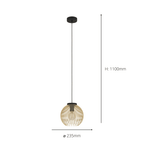 900166 Venezuela Spherical Gold & Black Single Pendant Light