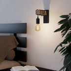 43514 Townshend Black Metal & Natural Wood Wall Light