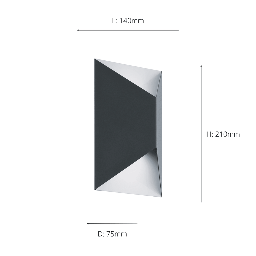 93994 Predazzo 2-Light LED Exterior Wall Light In Anthracite And White