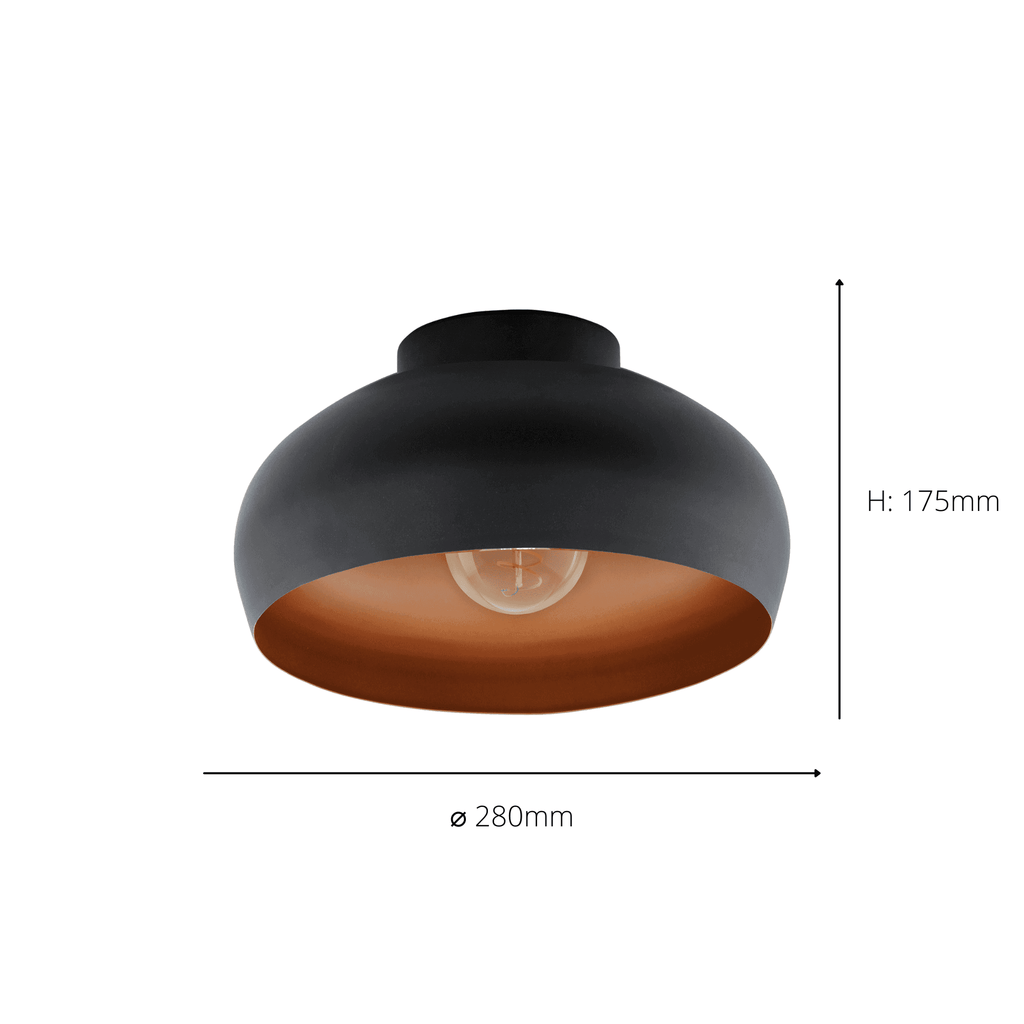 900555 Mogano 2 Ø280 Black/Copper Ceiling Light