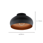 900555 Mogano 2 Ø280 Black/Copper Ceiling Light