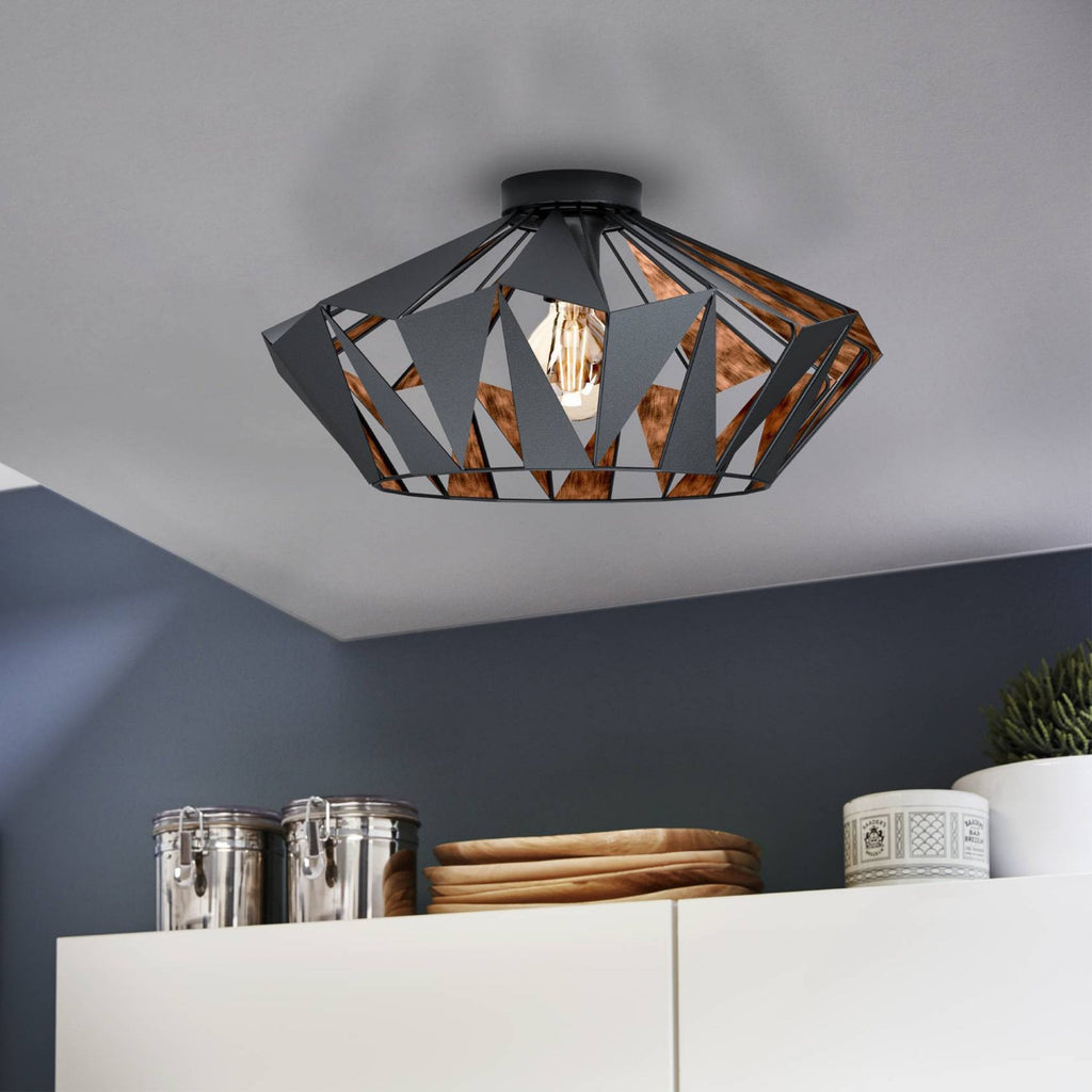 43399 Carlton 6 1-Light Geometric Black And Copper Ceiling Light