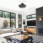 43399 Carlton 6 1-Light Geometric Black And Copper Ceiling Light