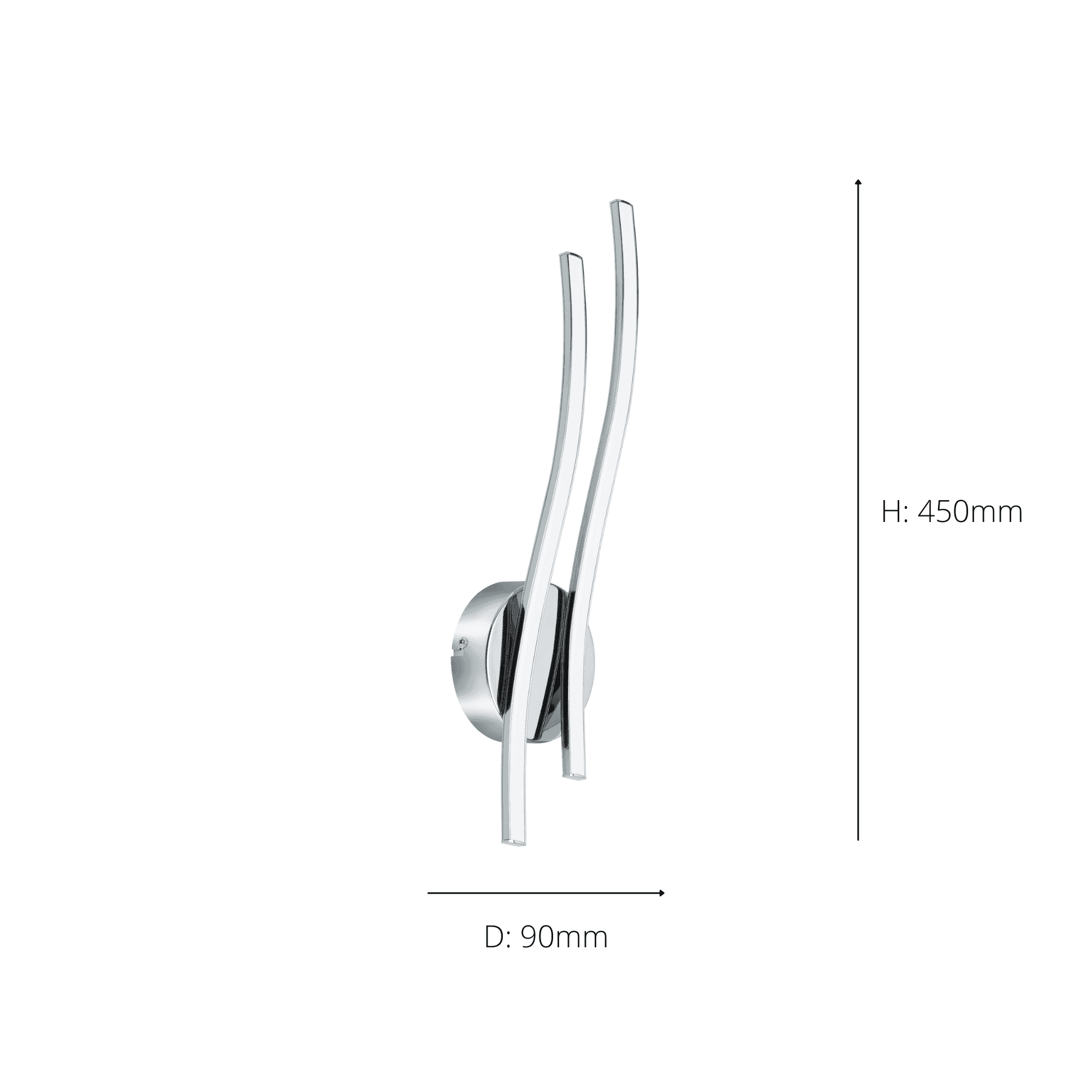 96332 Valmora 1-Light Curved White/Chrome LED Wall Light