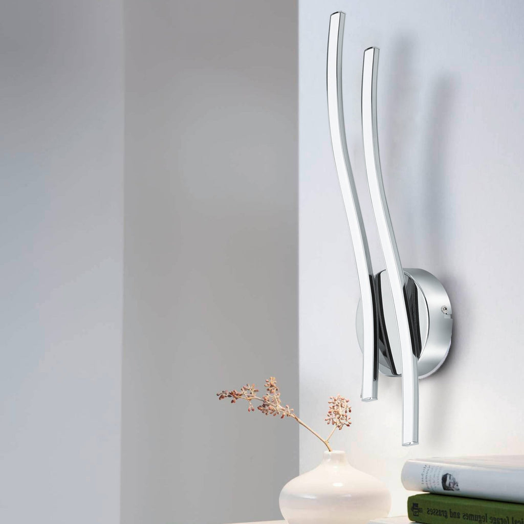 96332 Valmora 1-Light Curved White/Chrome LED Wall Light
