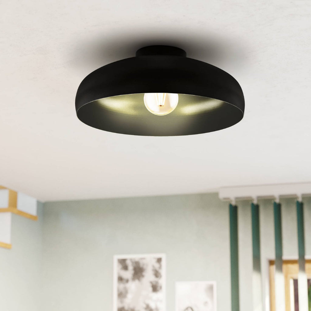43637 Mogano 1-Light Vintage Black Ceiling Light