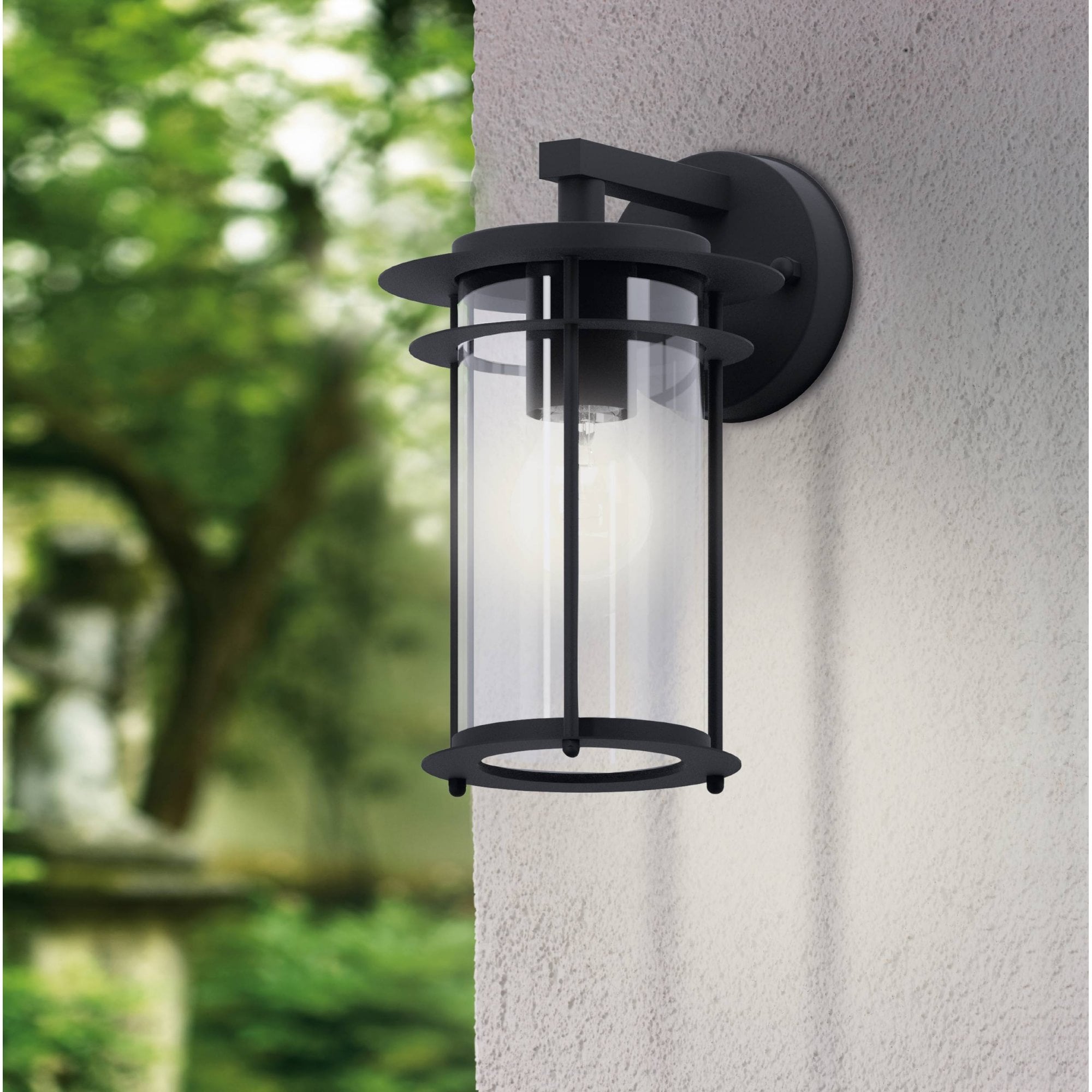 96239 Valdeo 1-Light Exterior Wall Light With A Clear Cylinder Glass Shade