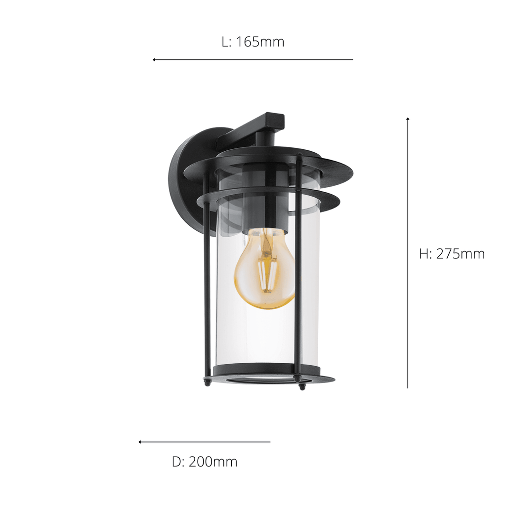 96239 Valdeo 1-Light Exterior Wall Light With A Clear Cylinder Glass Shade