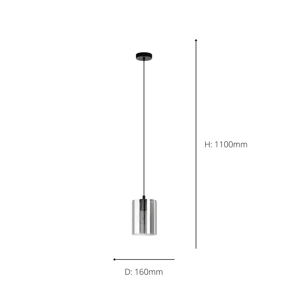 98585 Cadaques 1 1-Light Smoked Black Glass Single Pendant