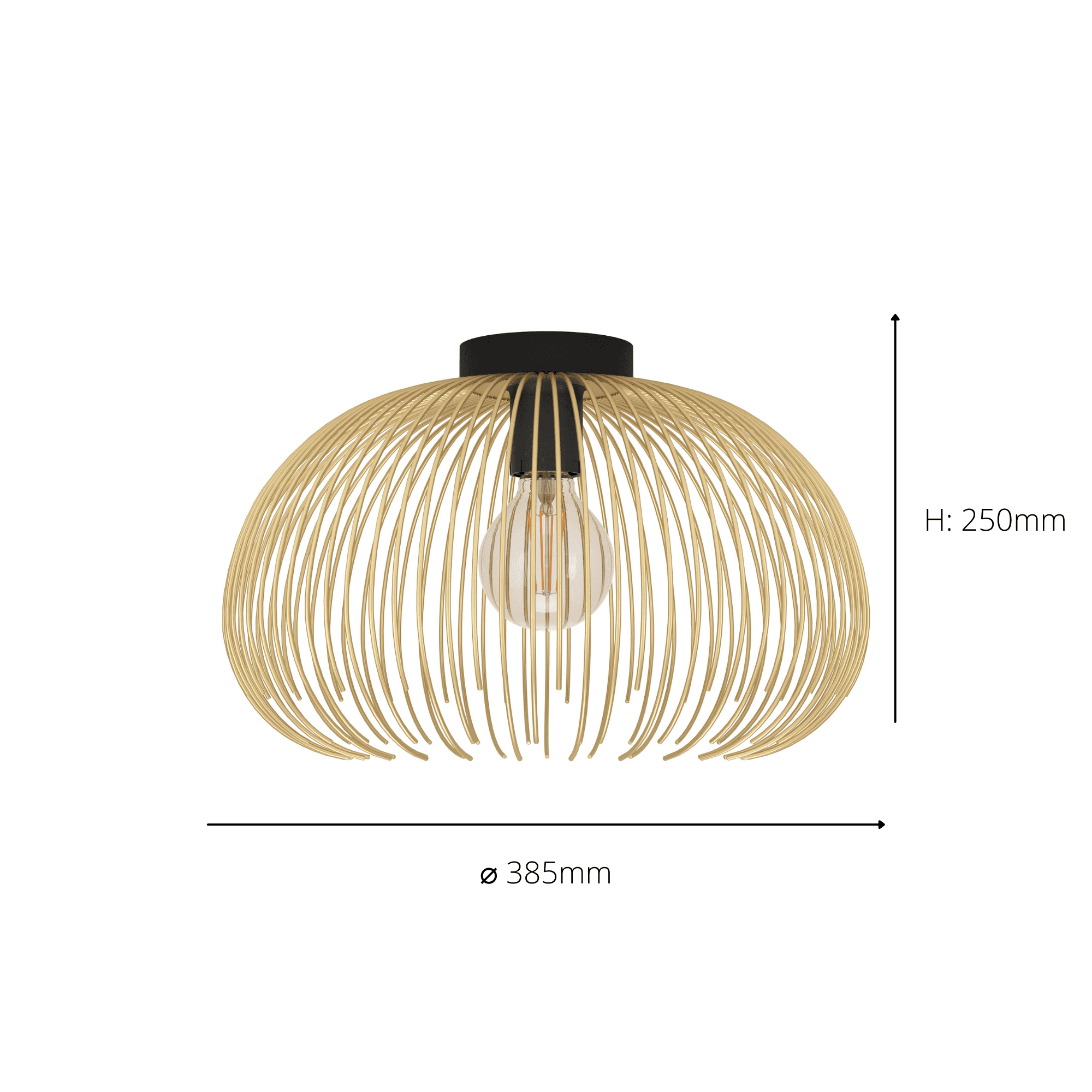 900165 Venezuela Spherical Gold & Black Ceiling Light