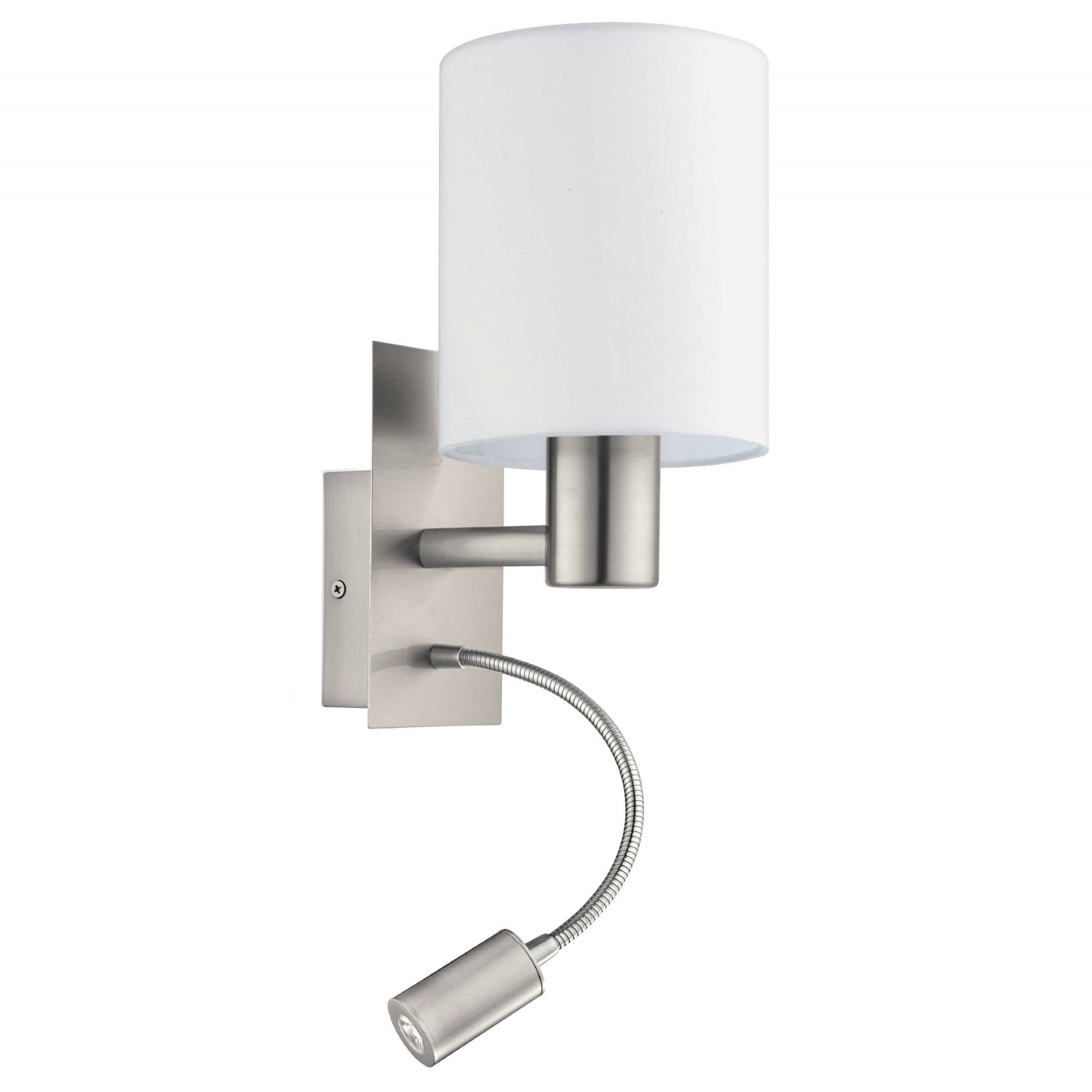96477 Pasteri White Fabric LED Wall Lamp With Reading Light
