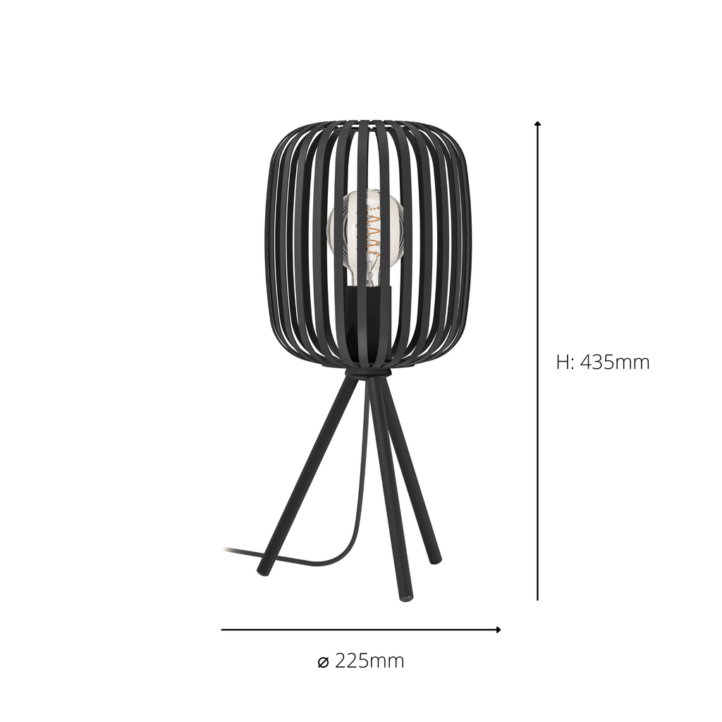 900519 Romazzina Black Caged Tripodt Table Lamp