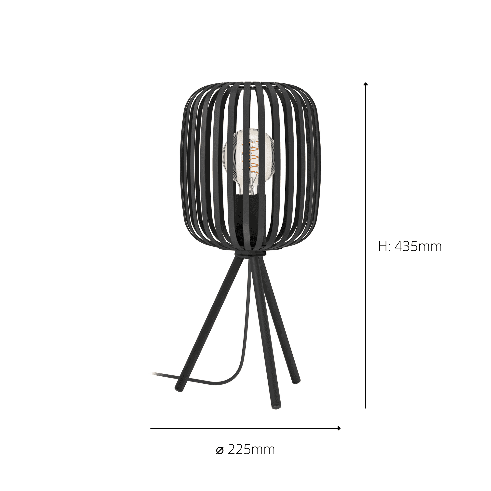 900519 Romazzina Black Caged Tripodt Table Lamp