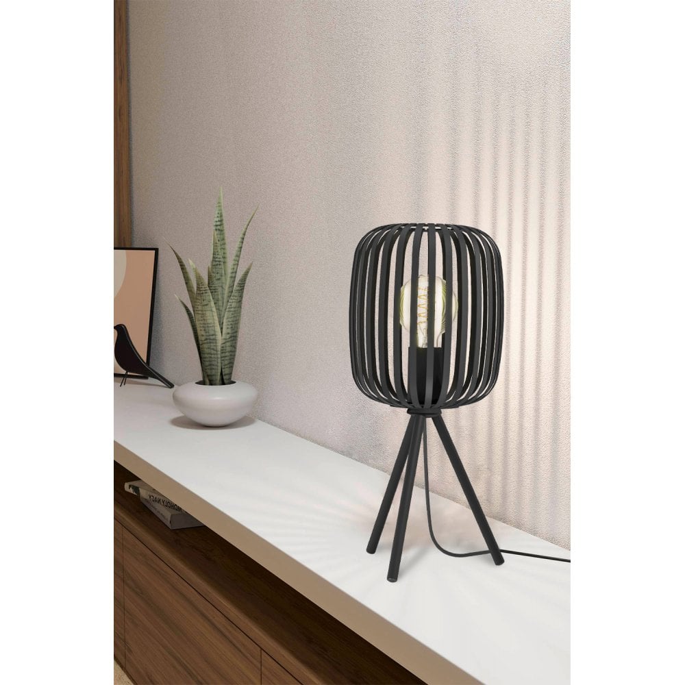 900519 Romazzina Black Caged Tripodt Table Lamp