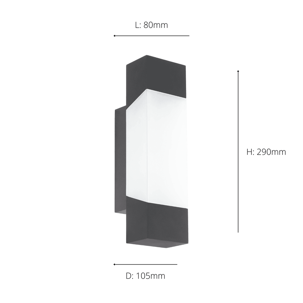 97222 Gorzano LED Anthracite/Satin Glass Exterior Wall Light