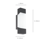 97222 Gorzano LED Anthracite/Satin Glass Exterior Wall Light