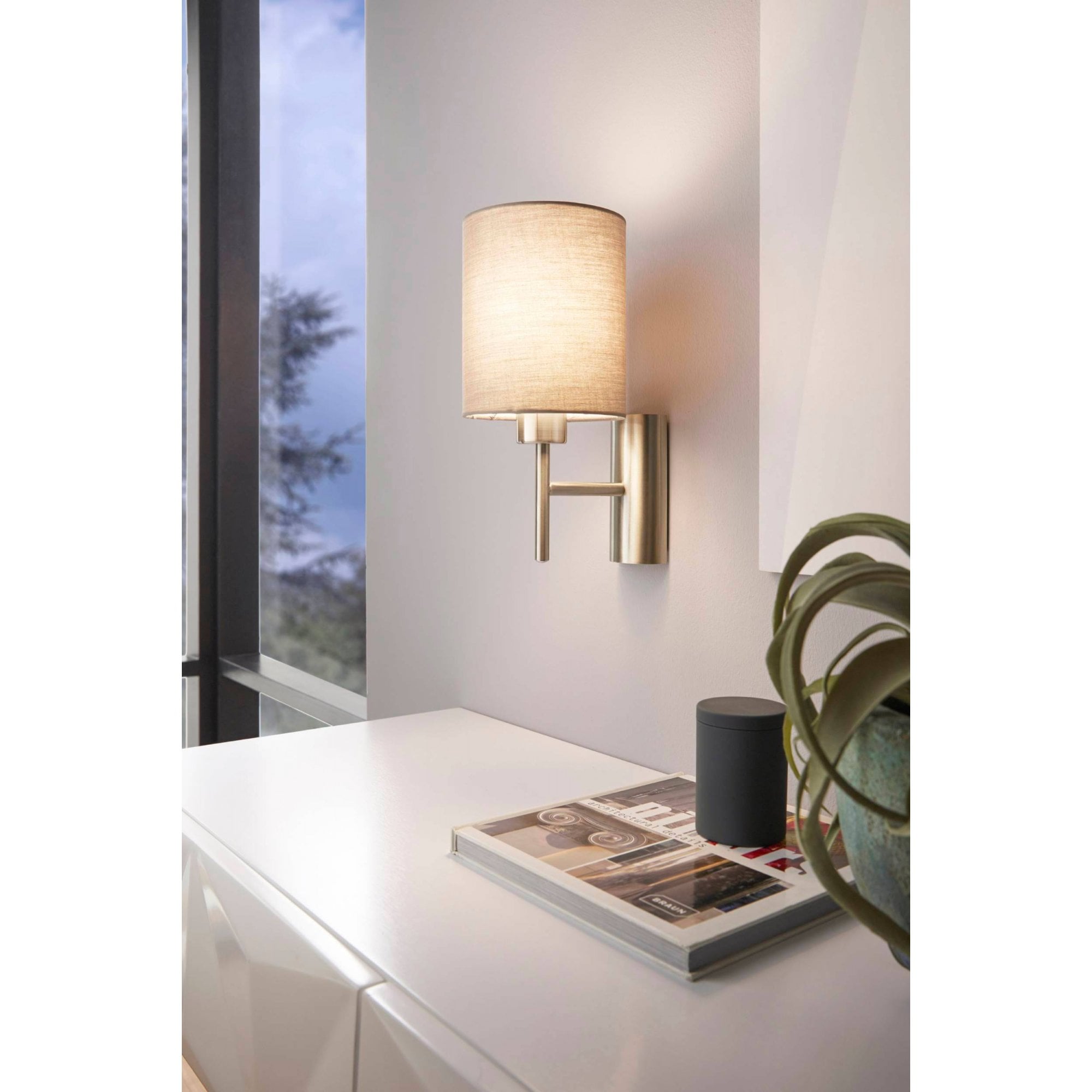 94925 Pasteri Nickel & Taupe Wall Light With Switch