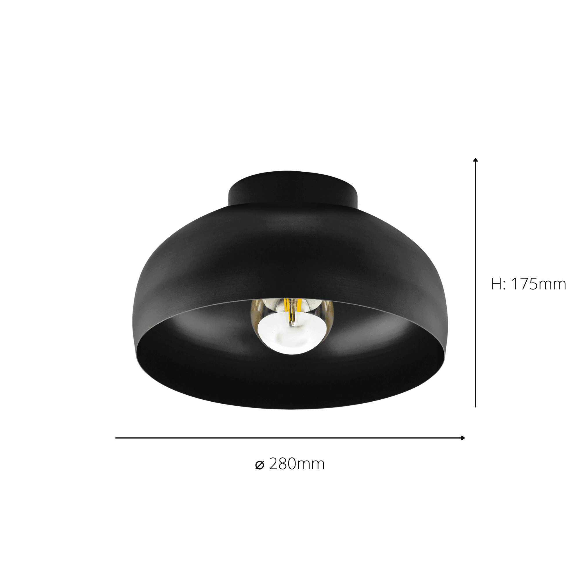 900553 Mogano 2 280 Black Matte Ceiling Light