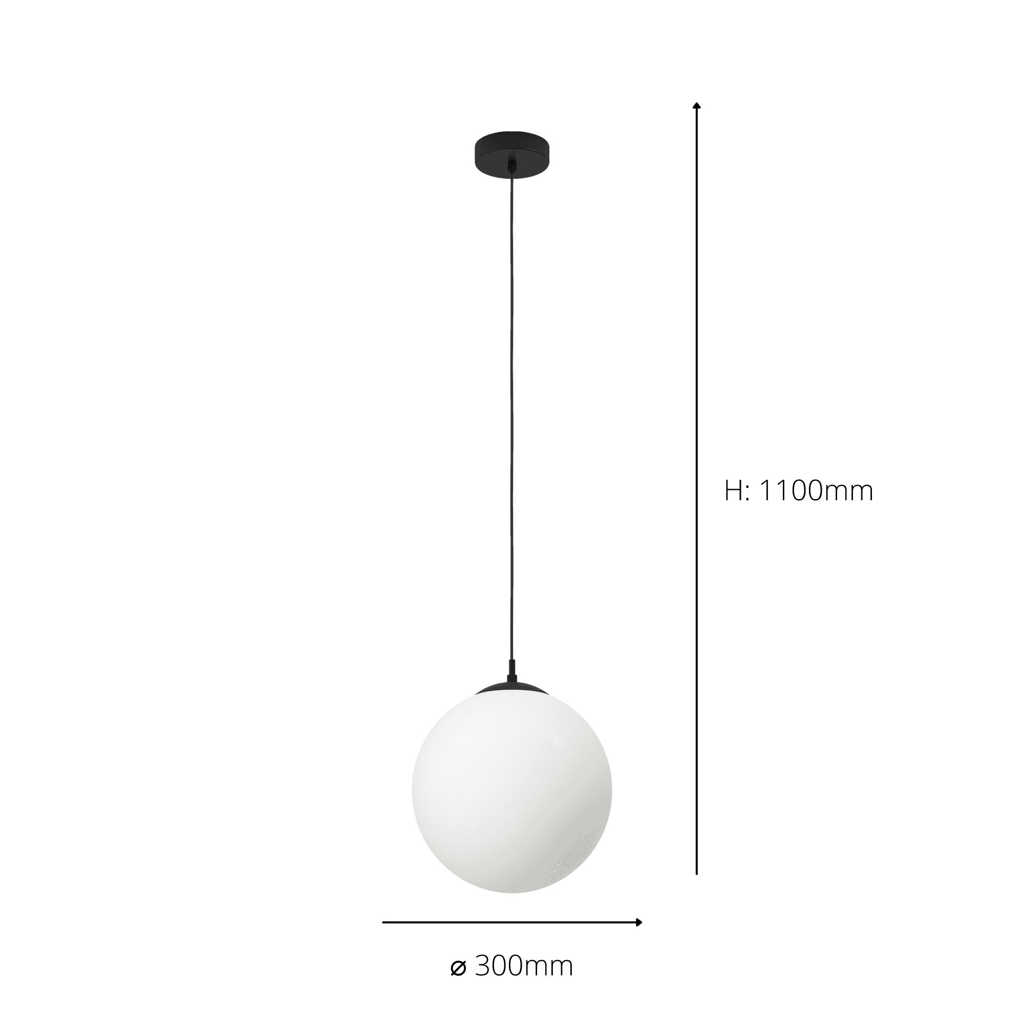 900511 Rondo 3 Spherical Opal Glass Single Pendant Light