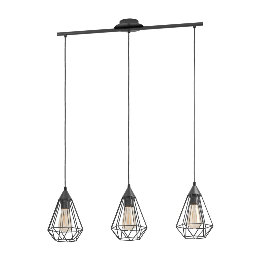 94189 Tarbes Black Steel Wireframe 3-light Pendant