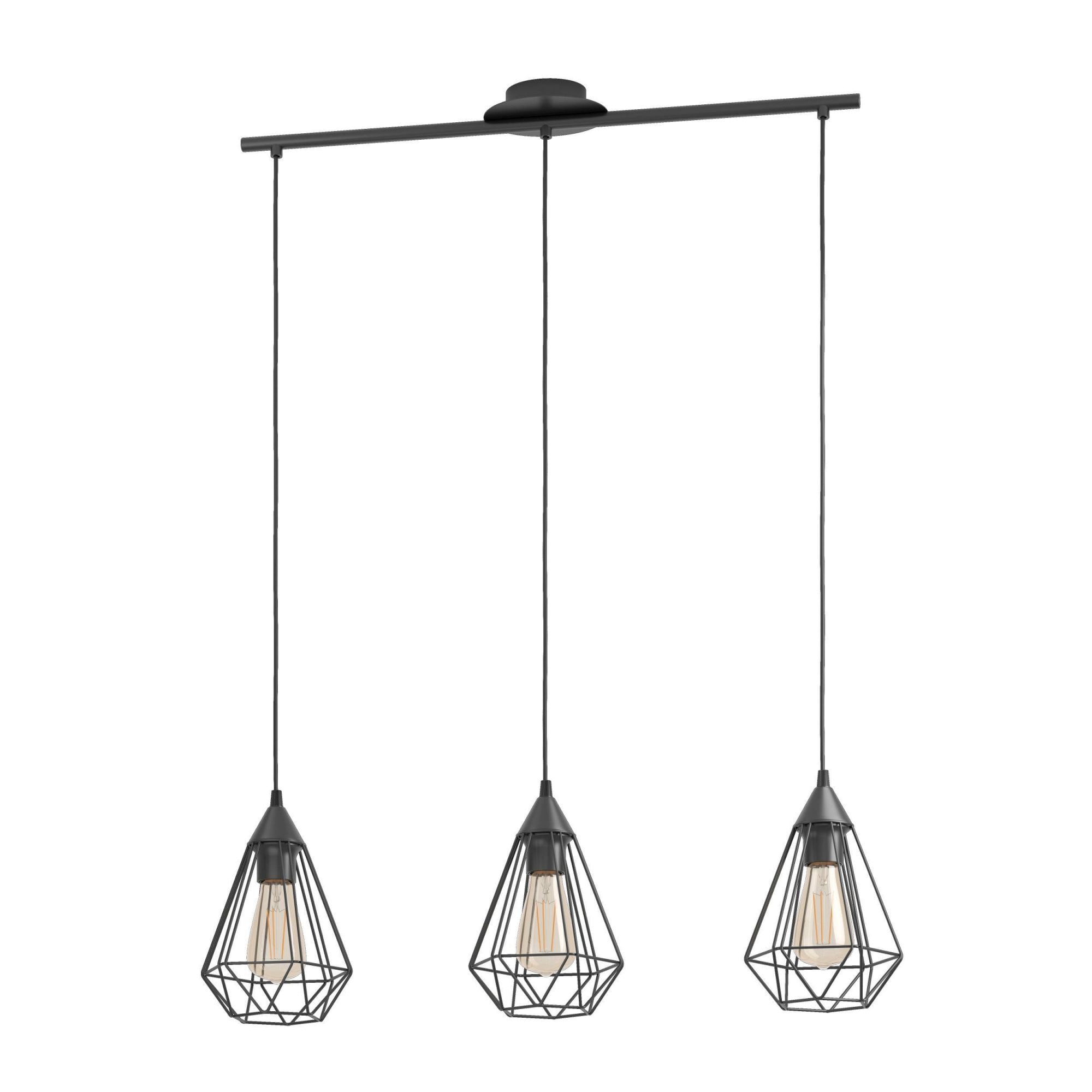 94189 Tarbes Black Steel Wireframe 3-light Pendant