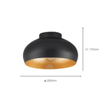 900554 Mogano 2 280 Black/Gold Ceiling Light
