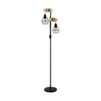 44081 Townshend 5 Black/Natural Metal & Wood 2-Light Floor Lamp