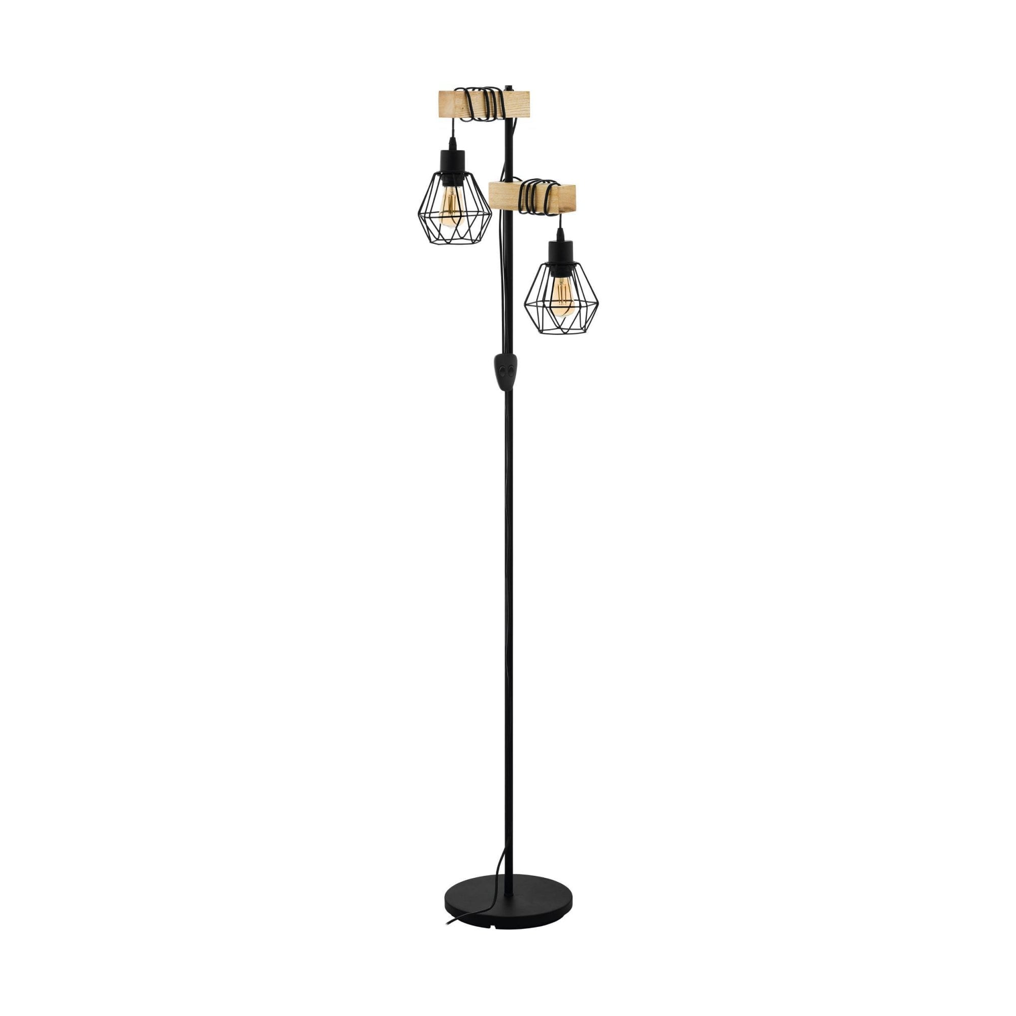 Townshend 5Black/Natural Metal & Wood 2- Light Floor  Lamp