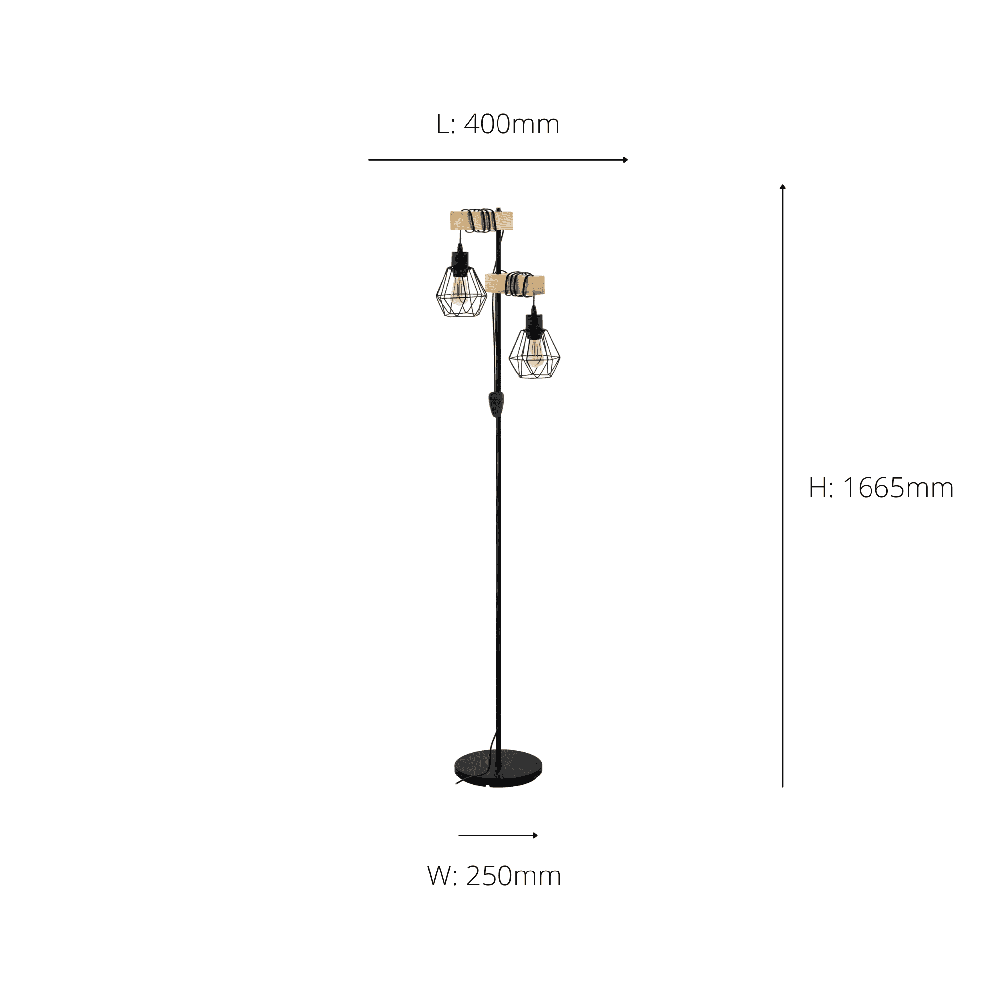 Townshend 5Black/Natural Metal & Wood 2- Light Floor  Lamp