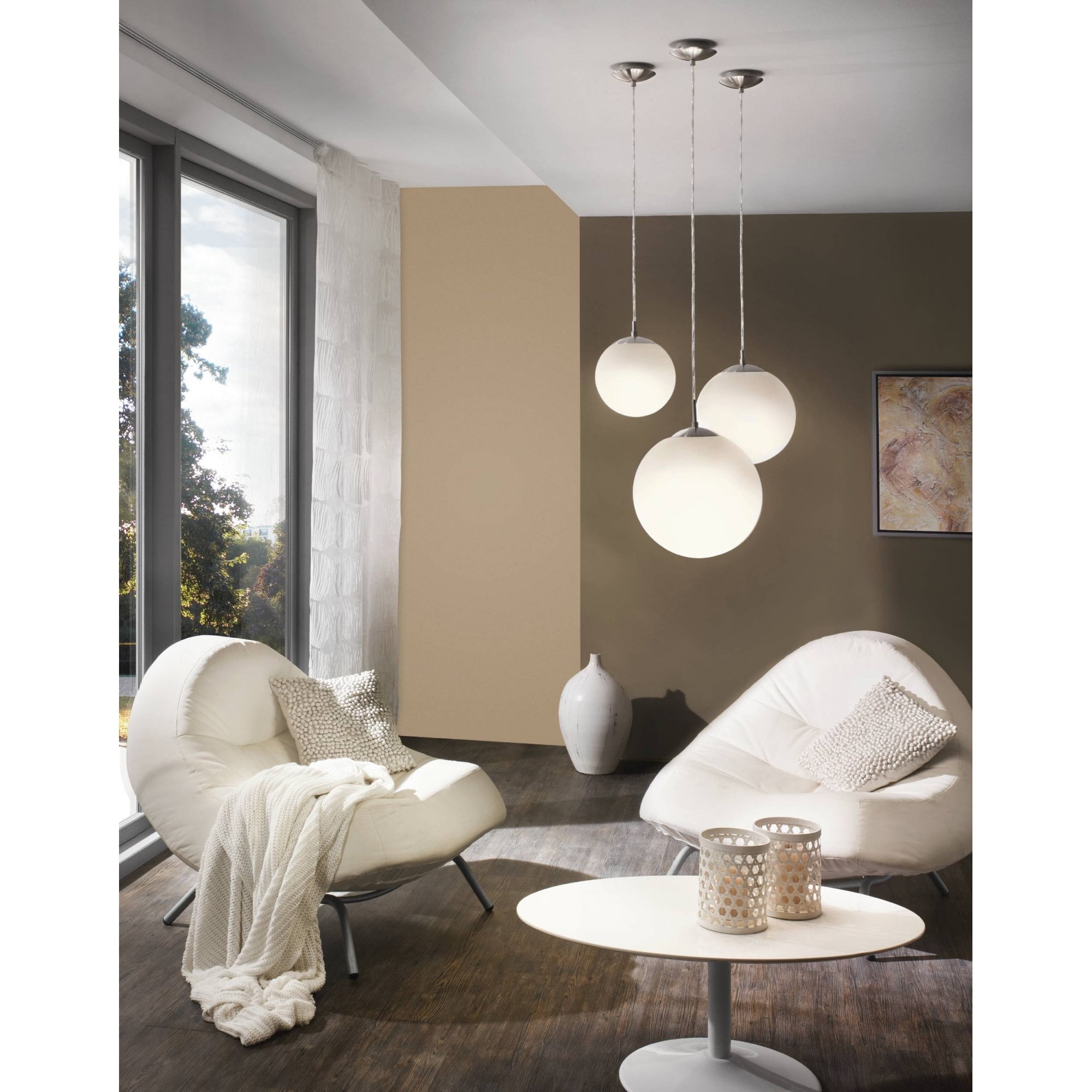 85261 Rondo 200 Opal & Nickel Matt Single Pendant