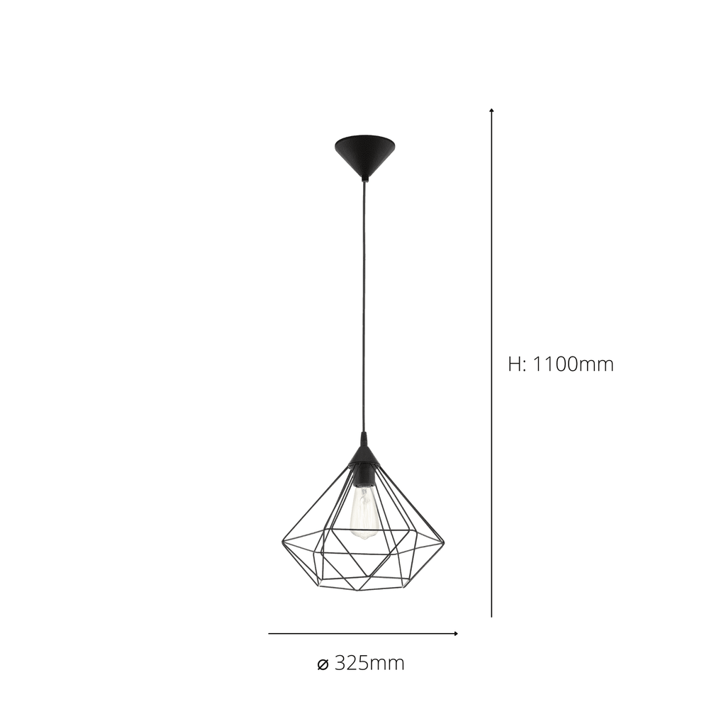 94188 Tarbes 1-Light Black Geometric Pendant
