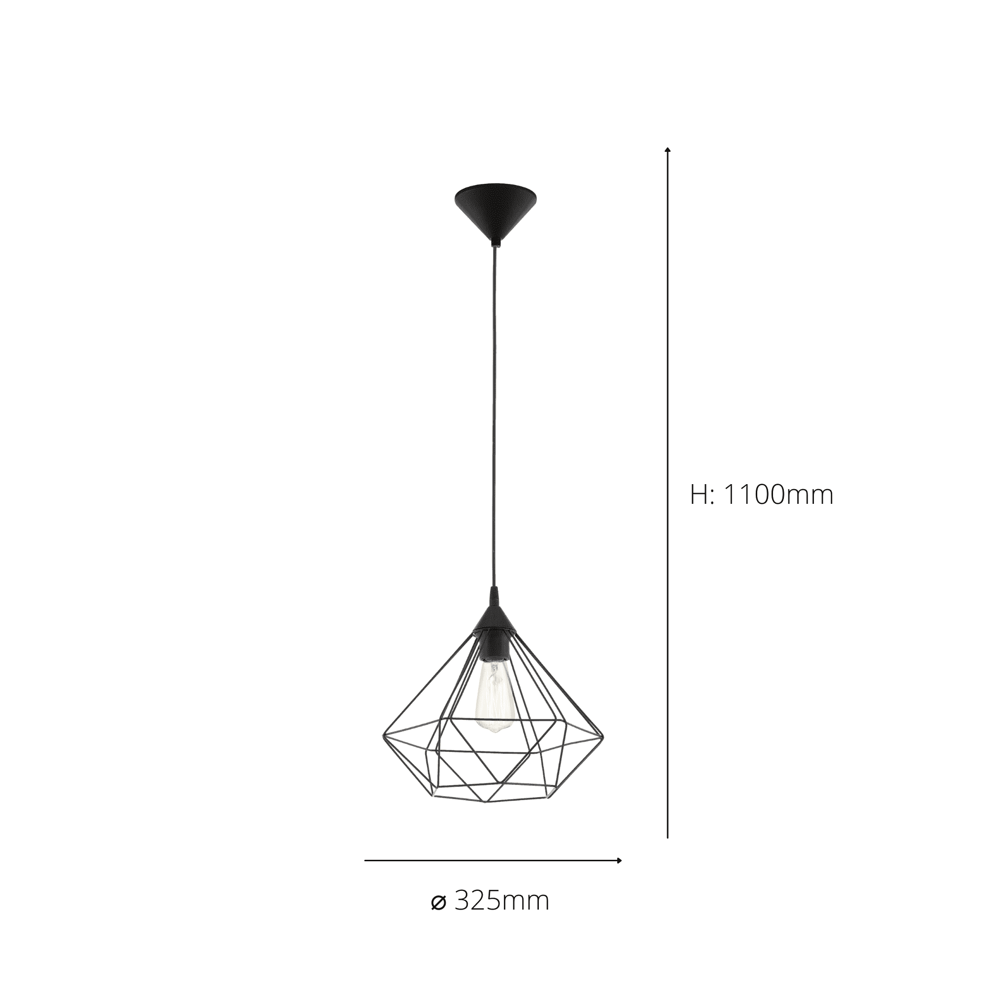 94188 Tarbes 1-Light Black Geometric Pendant