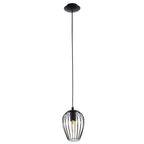 49477 Newtown 1-Light Vintage Caged Hanging Pendant Light In Black