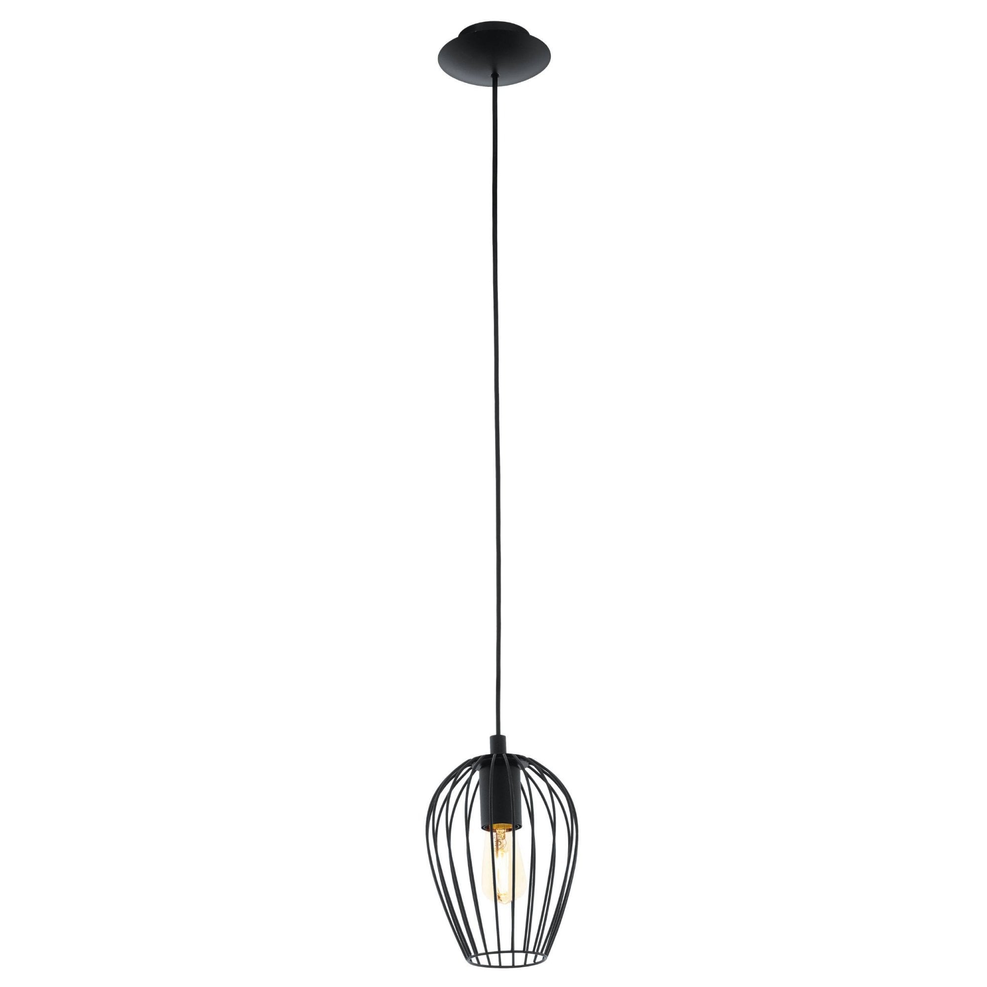 49477 Newtown 1-Light Vintage Caged Hanging Pendant Light In Black