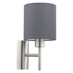 94926 Pasteri 1-Light Grey Fabric Wall Lamp