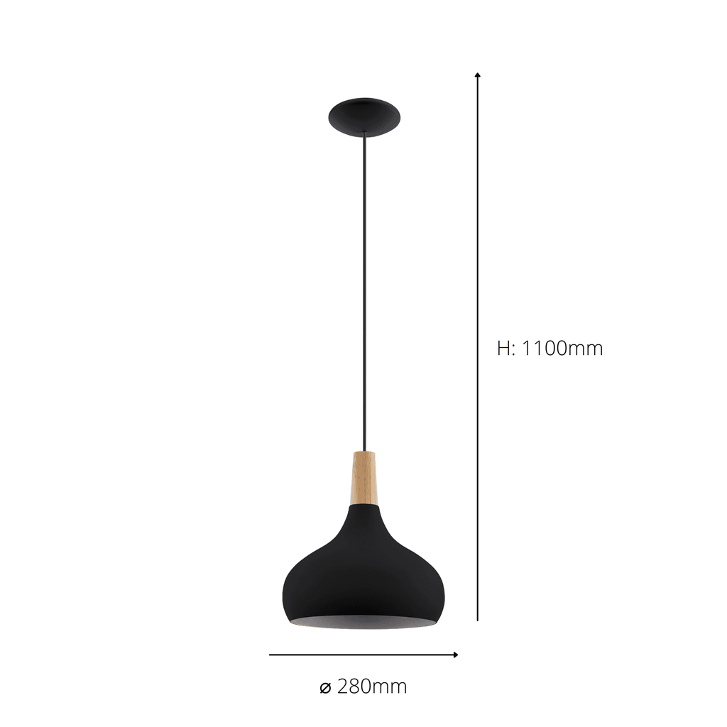 900162 Sabinar Metal/Wood Single Pendant Light