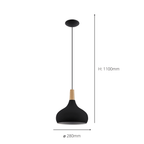 900162 Sabinar Metal/Wood Single Pendant Light