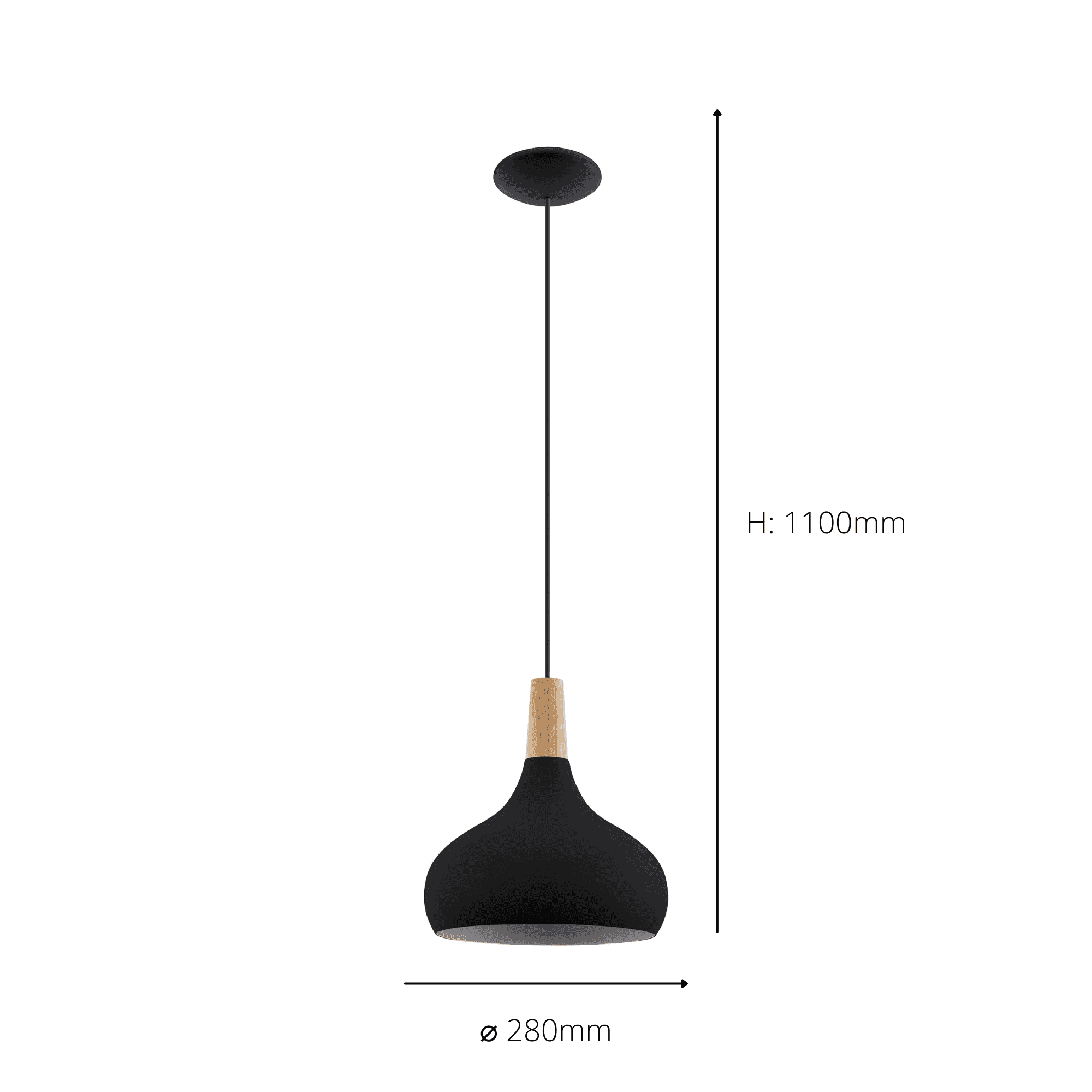 900162 Sabinar Metal/Wood Single Pendant Light