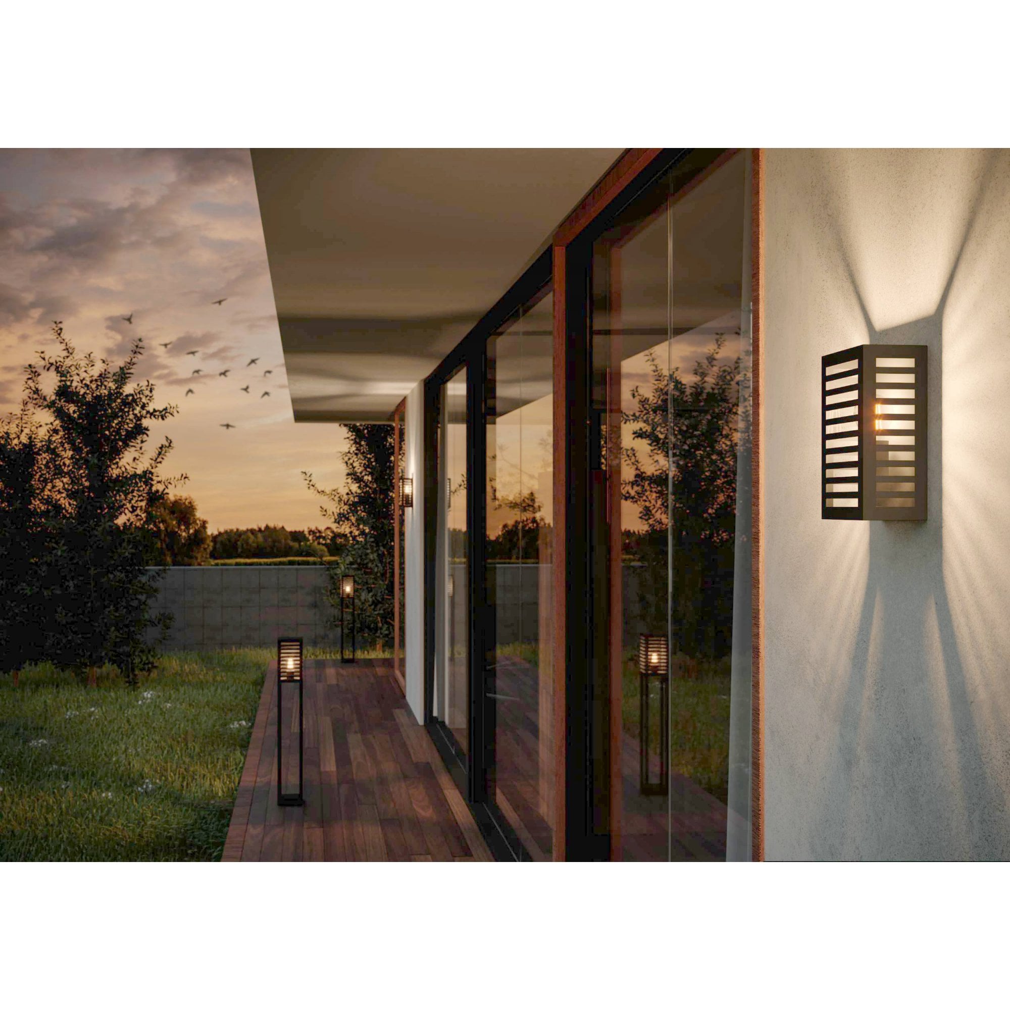 900136 Alamonte 3 Black Caged Outdoor Wall Light