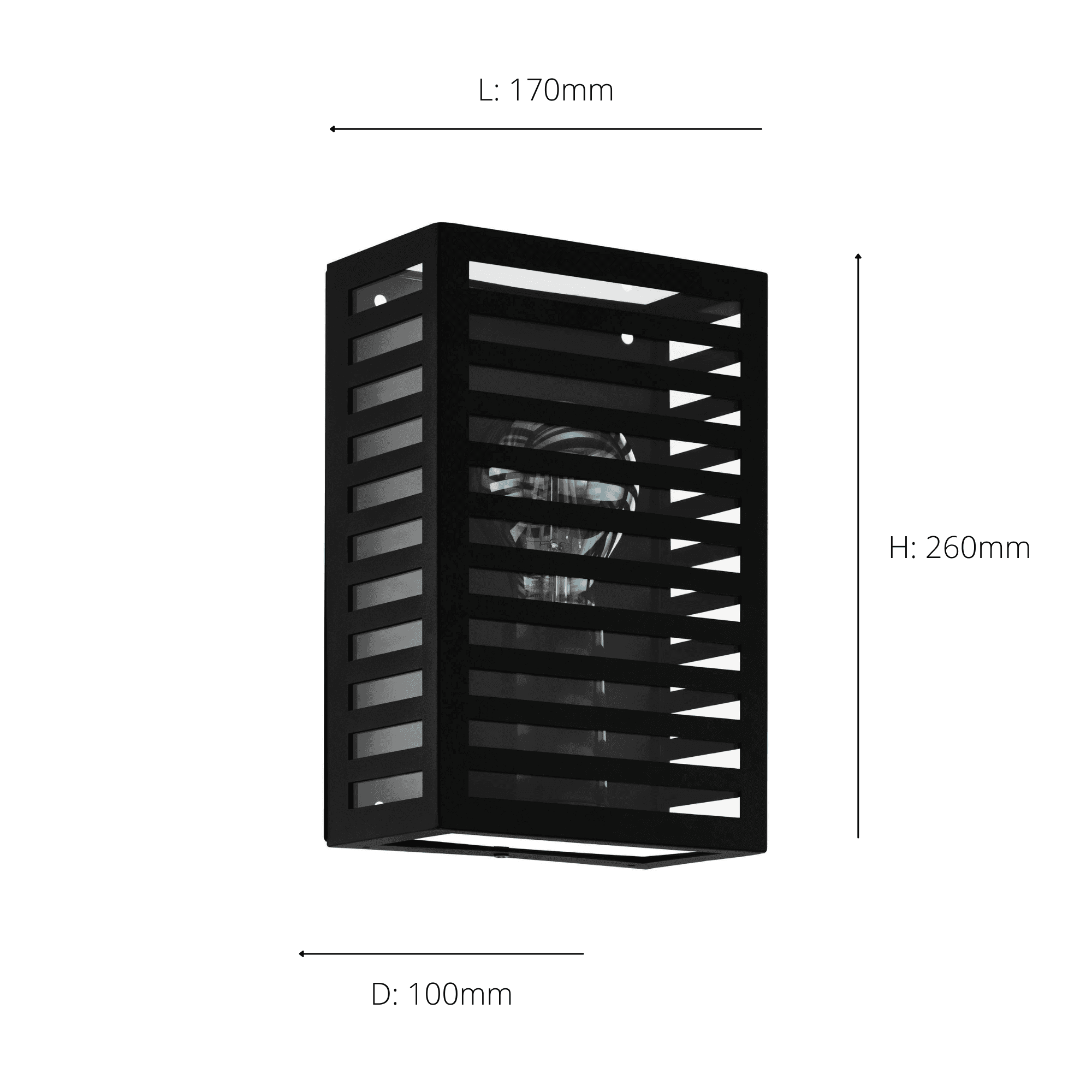 900136 Alamonte 3 Black Caged Outdoor Wall Light