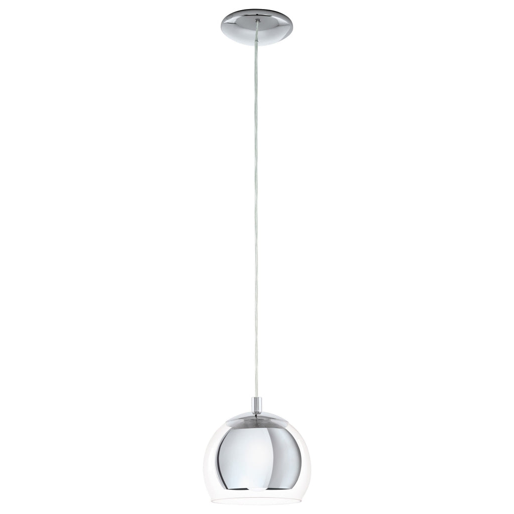94592 Rocamar 1-Light Chrome Hanging Pendant Light With An Outer Glass Shade