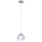 94592 Rocamar 1-Light Chrome Hanging Pendant Light With An Outer Glass Shade