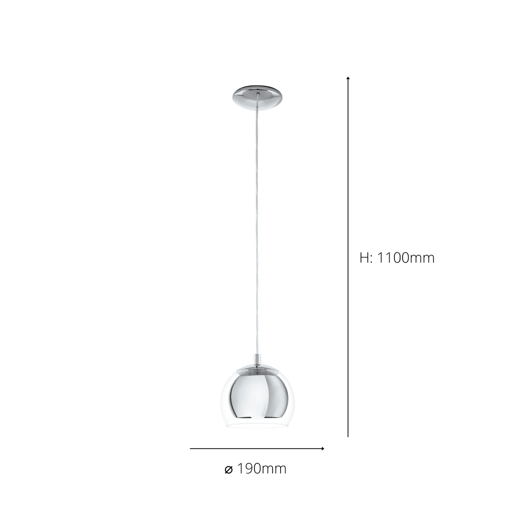 94592 Rocamar 1-Light Chrome Hanging Pendant Light With An Outer Glass Shade
