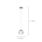 94592 Rocamar 1-Light Chrome Hanging Pendant Light With An Outer Glass Shade