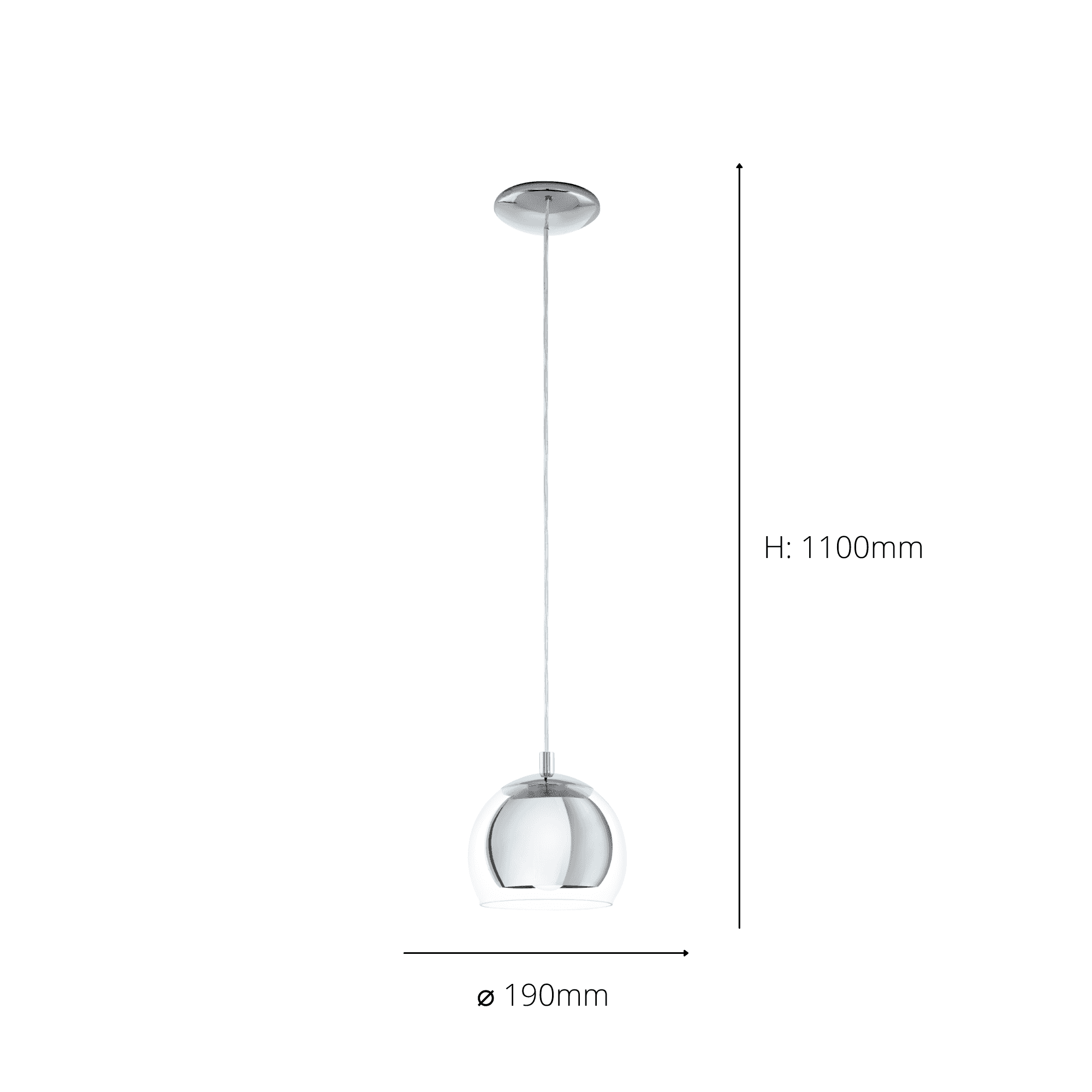 94592 Rocamar 1-Light Chrome Hanging Pendant Light With An Outer Glass Shade