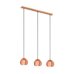 94591 Rocamar 3-Light Copper Pendant With Outer Glass Shades