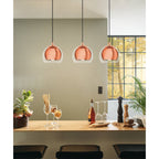 94591 Rocamar 3-Light Copper Pendant With Outer Glass Shades