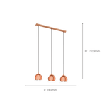 94591 Rocamar 3-Light Copper Pendant With Outer Glass Shades